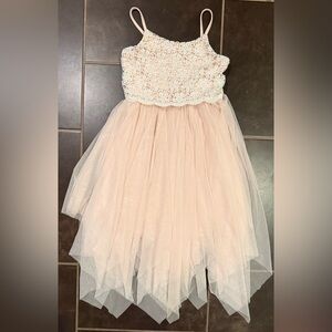 Zhenzi Pink and White Kids Formal Dress